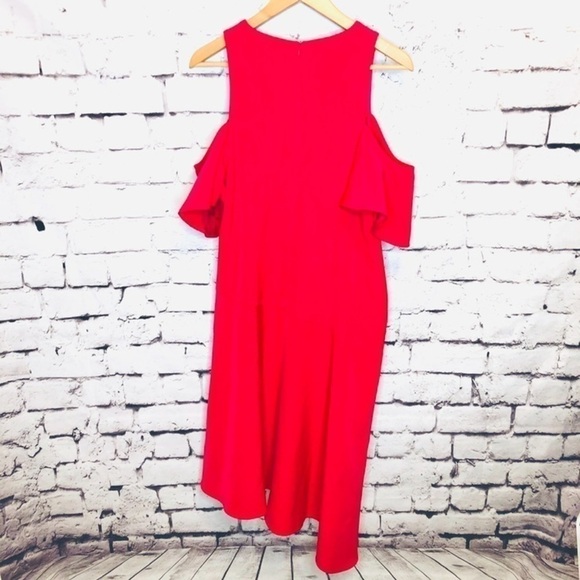 London Times Cold Shoulder Hot Pink Dress - Picture 3 of 5